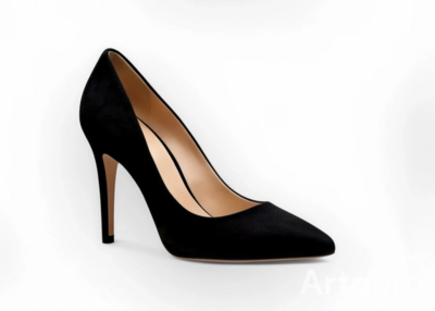 Crafted Leather Luxury Handcrafted Women’s High Heel in Black Suede Pointed Toe Dress Shoes