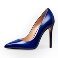 Crafted Leather Classic Luxury Handcrafted Women’s High Heel Pointed Toe Royal Blue Leather Dress Shoes - Thumbnail 1