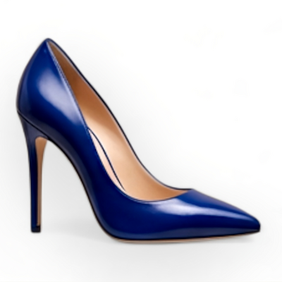 Crafted leather classic luxury handcrafted women’s high heel pointed toe royal blue leather dress shoes