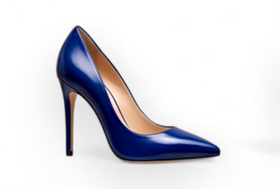 Crafted Leather Classic Luxury Handcrafted Women’s High Heel Pointed Toe Royal Blue Leather Dress Shoes