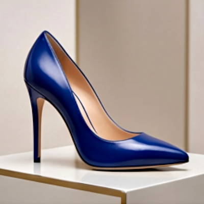Crafted leather classic luxury handcrafted women’s high heel pointed toe royal blue leather dress shoes