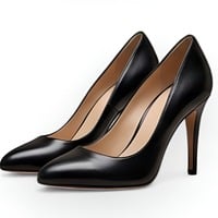 Crafted Leather Classic Luxury Handcrafted Women’s Black Leather High Heel Pointed Toe Dress Shoes - Thumbnail 1