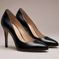 Crafted Leather Classic Luxury Handcrafted Women’s Black Leather High Heel Pointed Toe Dress Shoes - Thumbnail 2