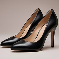 Crafted Leather Classic Luxury Handcrafted Women’s Black Leather High Heel Pointed Toe Dress Shoes - Thumbnail 3