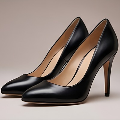 Crafted leather classic luxury handcrafted women’s black leather high heel pointed toe dress shoes