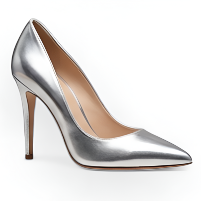 Crafted leather classic luxury handcrafted women’s silver leather high heel pointed toe dress shoes - Thumbnail 4