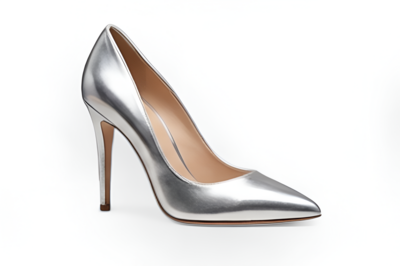 Crafted Leather Classic Luxury Handcrafted Women’s Silver Leather High Heel Pointed Toe Dress Shoes