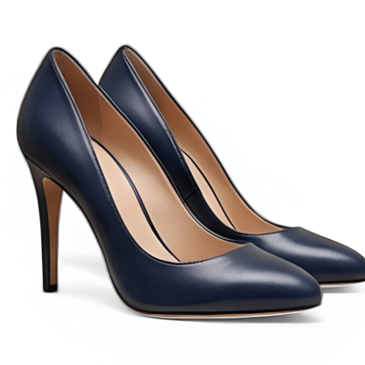 Crafted leather classic luxury handcrafted women’s dress shoes navy leather almond toe design - Thumbnail 4