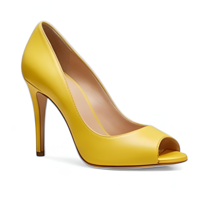 Crafted leather classic women’s dress shoes high heel yellow leather open toe design - Thumbnail 3