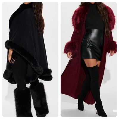 Faux fur trim coat-td