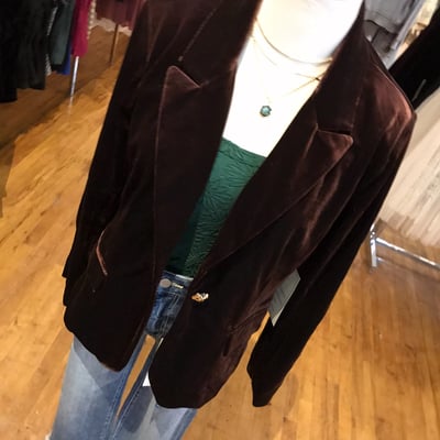 Velvet ruched sleeve blazer