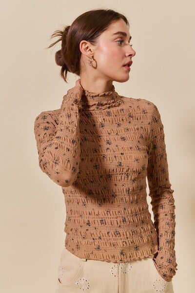 Floral Print Textured Top