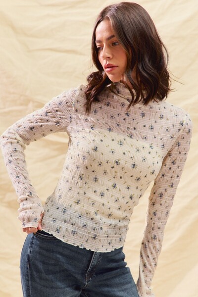 Floral Print Textured Top