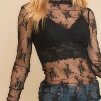 Plus Sheer Lace Top - Thumbnail 1