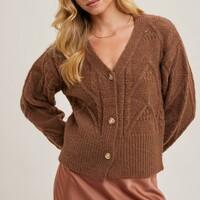 Brown Knit Cardigan - Thumbnail 1