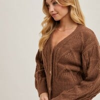 Brown Knit Cardigan - Thumbnail 3