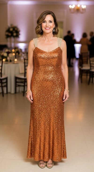 Simple Sequins Lace Mother of Bride/Groom Dress Evening Formal Gowns 