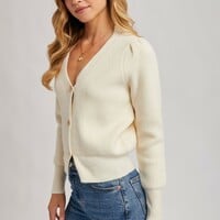V Neck Cardigan - Thumbnail 1