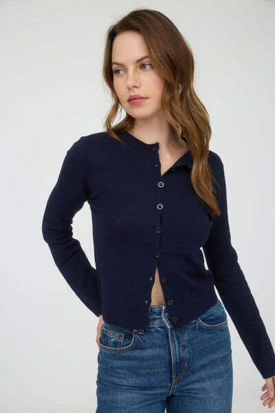 Round Neck Button Cardigan