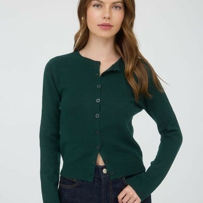Round neck button cardigan