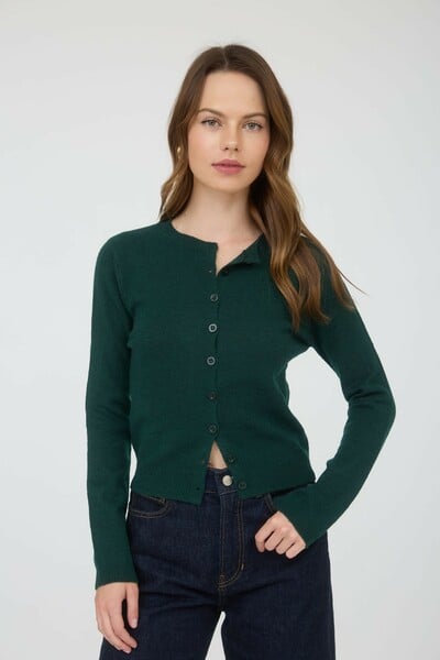Round Neck Button Cardigan