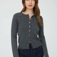 Round Neck Button Cardigan - Thumbnail 1