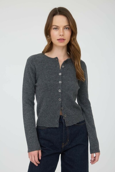 Round Neck Button Cardigan