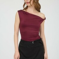 Off Shoulder Knit Top - Thumbnail 3