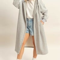 Long Fleece Hooded Jacket - Thumbnail 3
