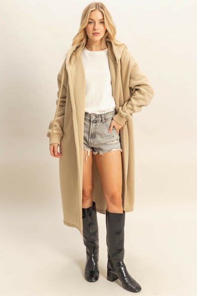 Long Fleece Hooded Jacket