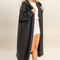 Long Fleece Hooded Jacket - Thumbnail 4