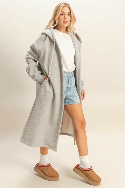 Long Fleece Hooded Jacket