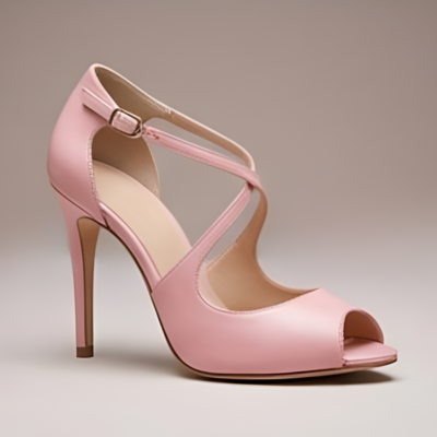 Crafted leather classic women’s design handcrafted high heel pink leather peep toe style - Thumbnail 2