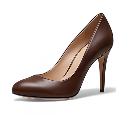 Crafted leather classic luxury handcrafted women’s brown leather high heel dress shoes