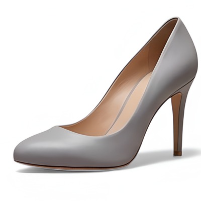 Crafted leather classic luxury handcrafted women’s gray leather high heel dress shoes