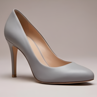 Crafted Leather Classic Luxury Handcrafted Women’s Gray Leather High Heel Dress Shoes - Thumbnail 2