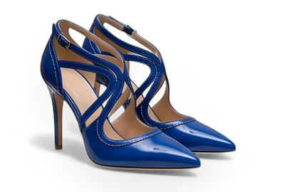 Crafted Leather Classic Women’s High Heel Shoes Blue Leather Pointed Toe Design Elegant Monk Strap Suitable for Luxury Fashion