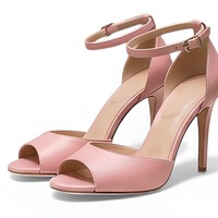 Crafted Leather Classic Women’s Design Glamorous Pink Leather Shoes Ankle Monk Strap - Thumbnail 1