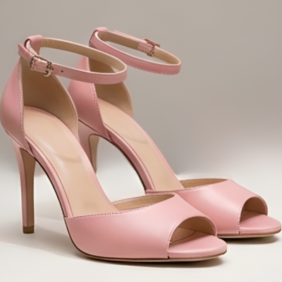 Crafted leather classic women’s design glamorous pink leather shoes ankle monk strap