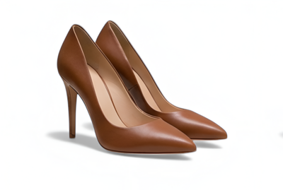 Crafted Leather Classic Women Brown Leather High Heel Dress Shoes Closed Toe Design Versatile for High End Fashion