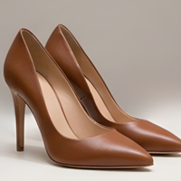 Crafted Leather Classic Women Brown Leather High Heel Dress Shoes Closed Toe Design Versatile for High End Fashion - Thumbnail 2