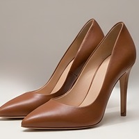 Crafted Leather Classic Women Brown Leather High Heel Dress Shoes Closed Toe Design Versatile for High End Fashion - Thumbnail 3