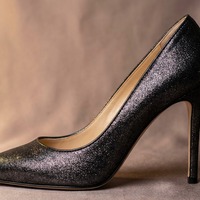 Crafted Leather Classic Women Black Glitter High Fashion Shiny Sparkling Modern Style Dress Shoes - Thumbnail 1