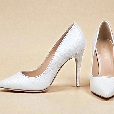 Crafted leather classic women white glitter high fashion shiny sparkling modern style dress shoes