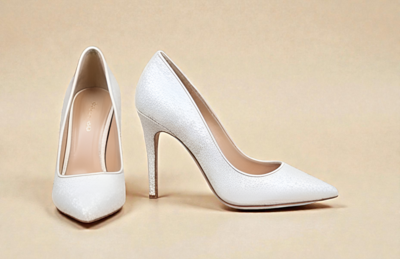 Crafted Leather Classic Women White Glitter High Fashion Shiny Sparkling Modern Style Dress Shoes