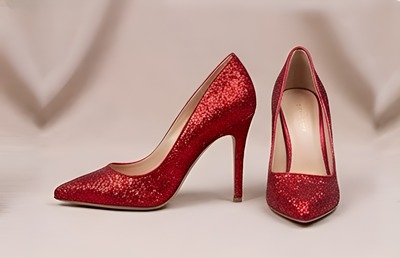 Crafted Leather Classic Women Red Glitter High Fashion Shiny Sparkling Modern Style Dress Shoes