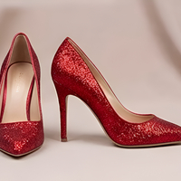 Crafted Leather Classic Women Red Glitter High Fashion Shiny Sparkling Modern Style Dress Shoes - Thumbnail 1