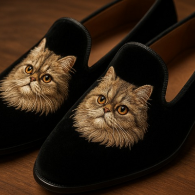 Crafted leather persian embroidery loafers shoes black 