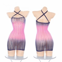 Gradient color cutout tearable bodycon mesh bodysuit - Thumbnail 1