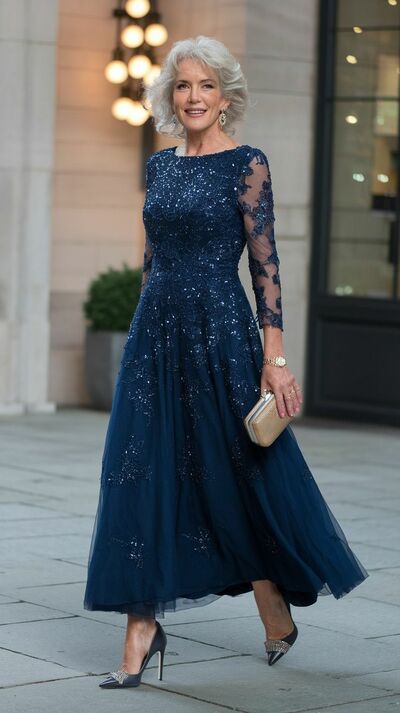 Royal Blue A Line Sequins Mother of Bride/Groom Dress Evening Formal Gowns 